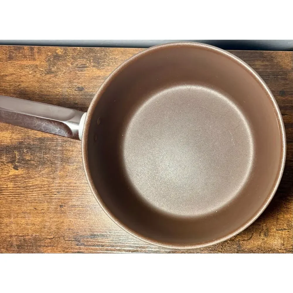 Vintage Revere Ware Color Clad 3 QT Saucepan 1801 Solid Aluminum Yellow & Brown